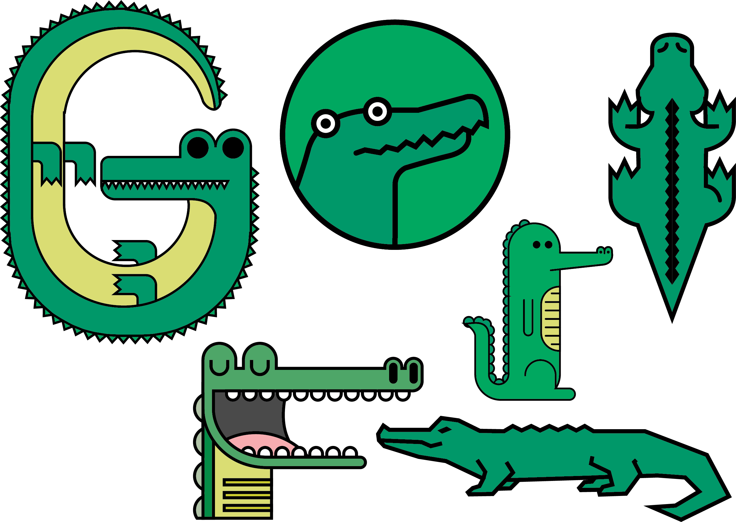 Crocodile Vector Illustration - Oklahoma University 1-1/2" Labels (2544x1805)