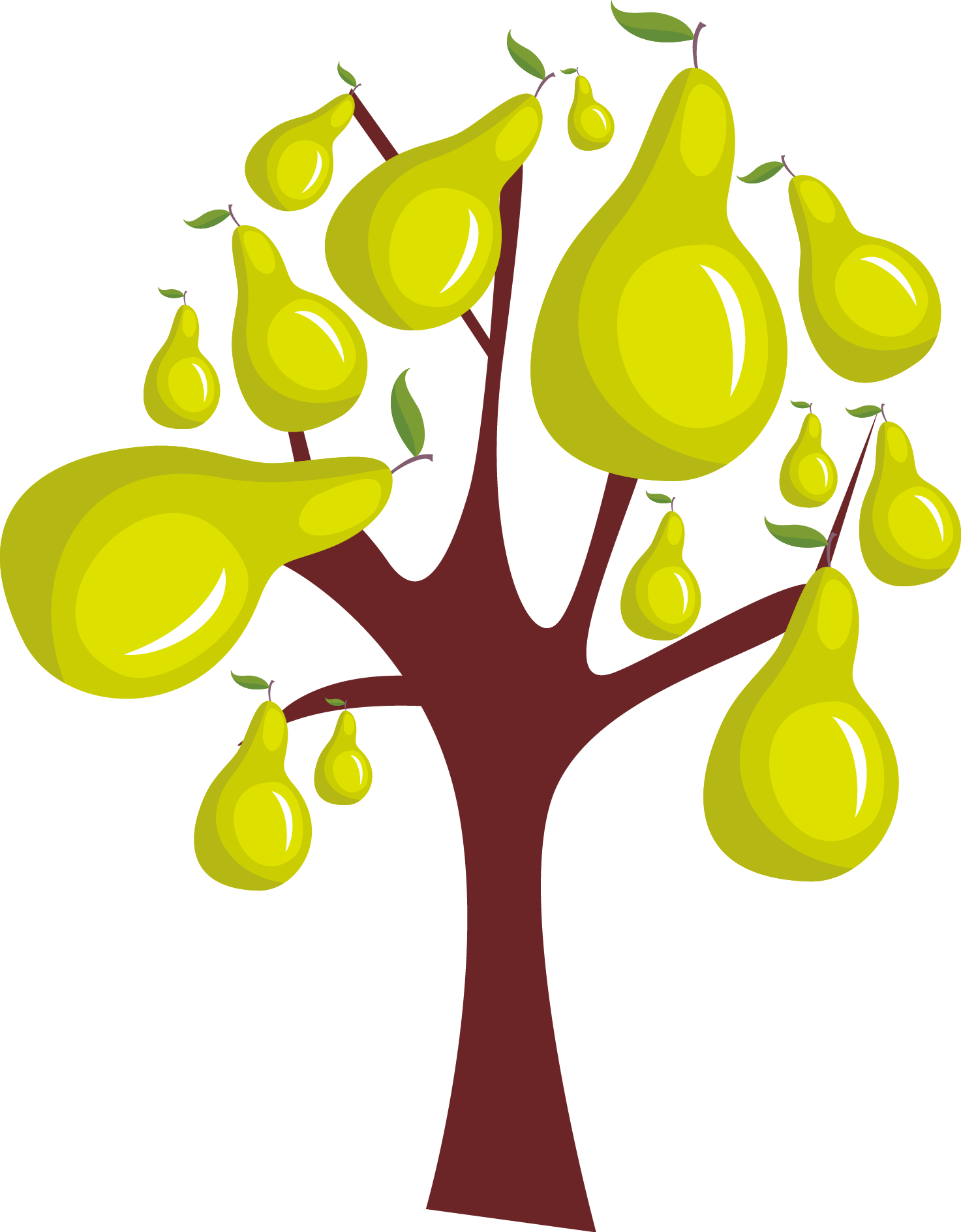 Beautiful Pear Tree Growth Vector - Floral Flower Wall Sticker 200 (1473x1887)