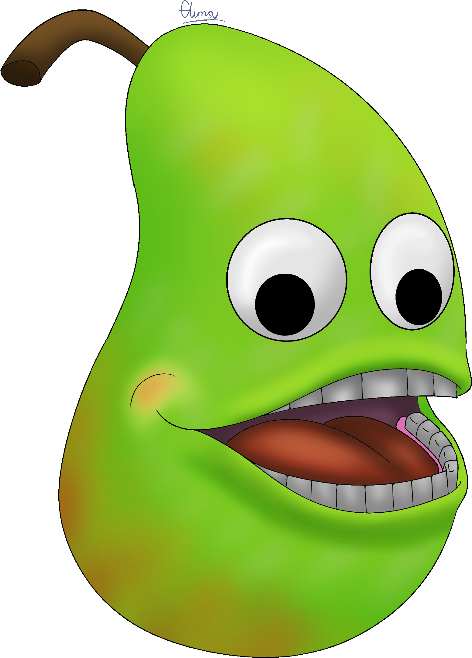Pear With Googly Eyes By Flimsycone Pear With Googly - Cartoon (3000x3000)