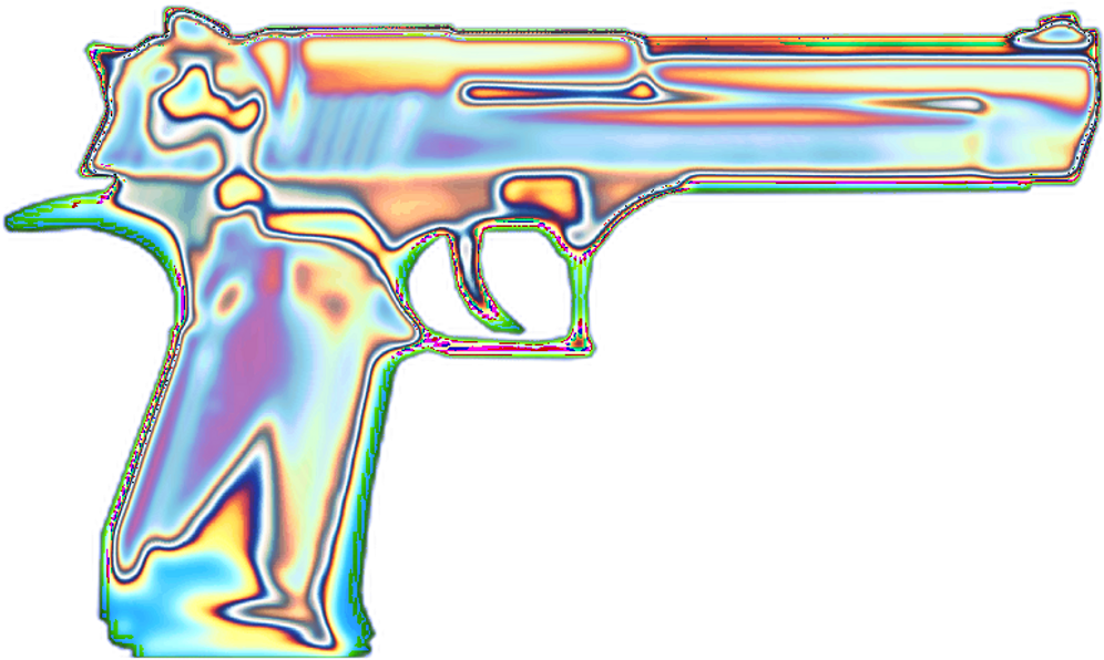 Holographic Holo Gun Vaporwave Aesthetic Masscreation - Vaporwave Aesthetic Gun Png (1024x1024)