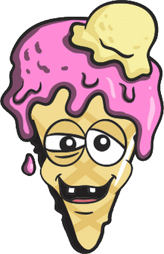 Cornet De Glace À La Fraise Fondue - Melting Ice Cream Cartoon (325x502)