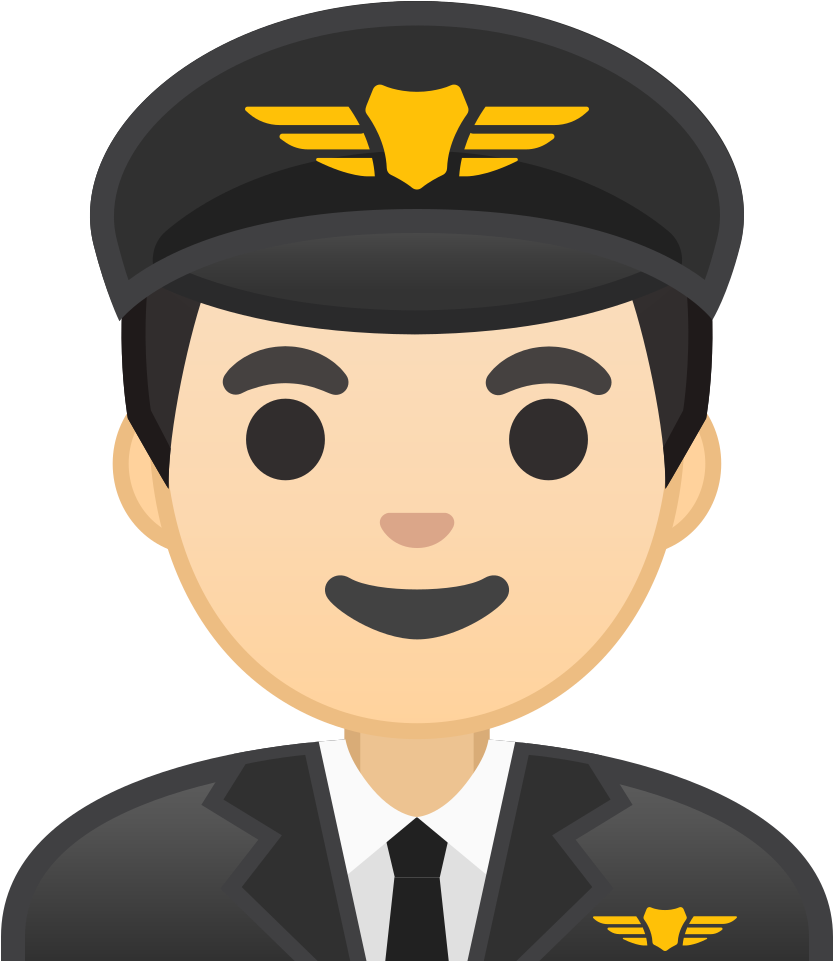 Man Pilot Light Skin Tone Icon - Emoji Piloto (1024x1024)