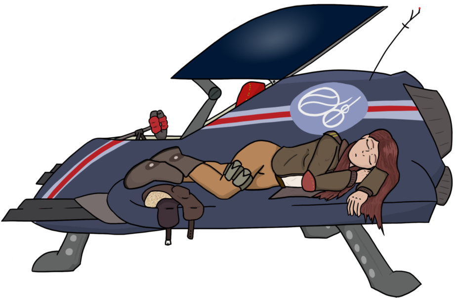 Resting Pilot By Drakeven - Cartoon (979x816)