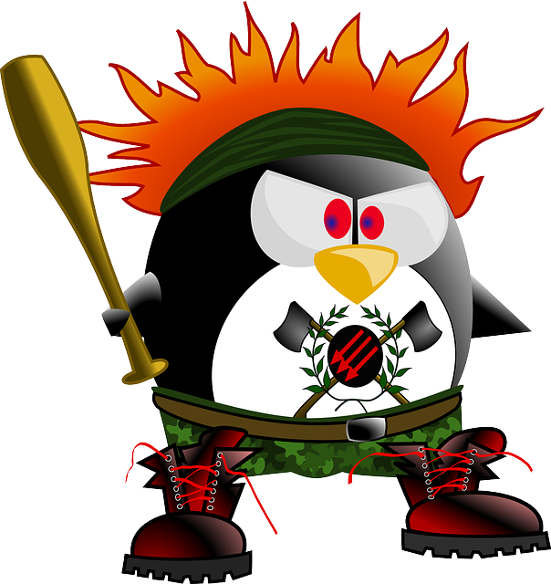 Tux Anarchy, Punk, Penguin, Violence, Bat, Aggressive, - Tux Punk (604x640)