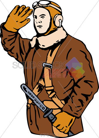 Stock Illustration Of Old Fashioned Cartoon Illustration - Cartoon Kamikaze Pilots (340x473)