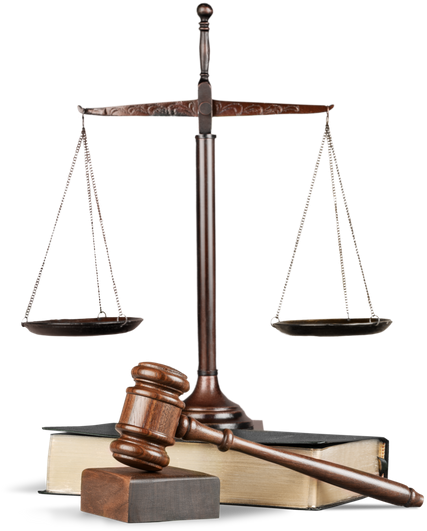 Gavel, Books And Scales Of Justice - Justitie Weegschaal (429x550)