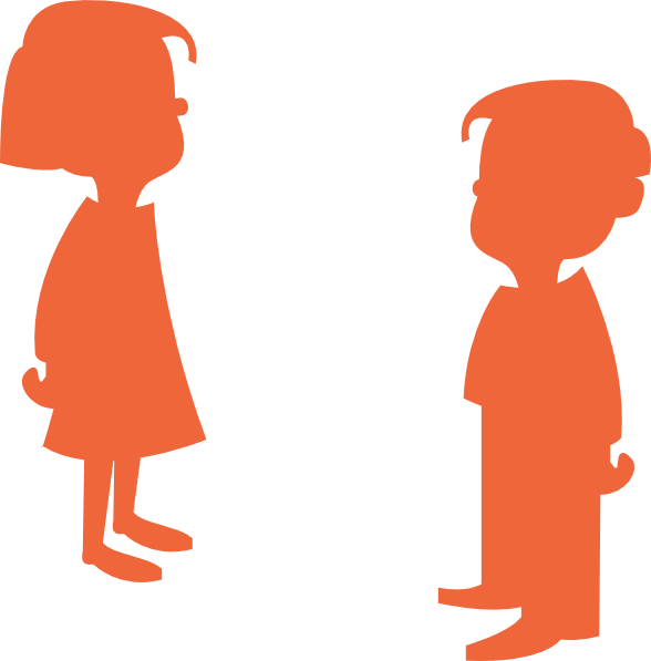 Boy Silhouette Orange Clip Art At Clker - Cartoon Girl And Boy (588x597)