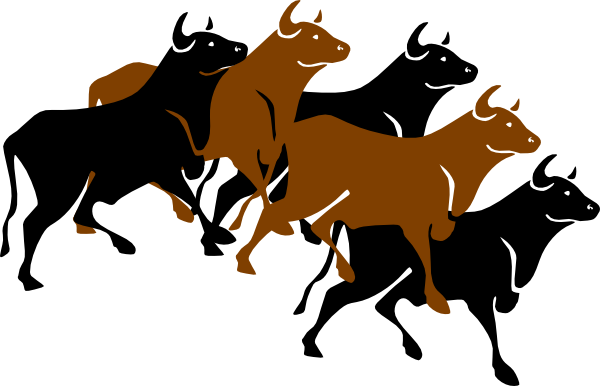 Bull Clipart Carabao - Herd Of Cattle Clipart (600x386)