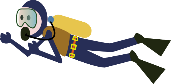 Diver Clipart Transparent - Scuba Diver Clipart (600x295)