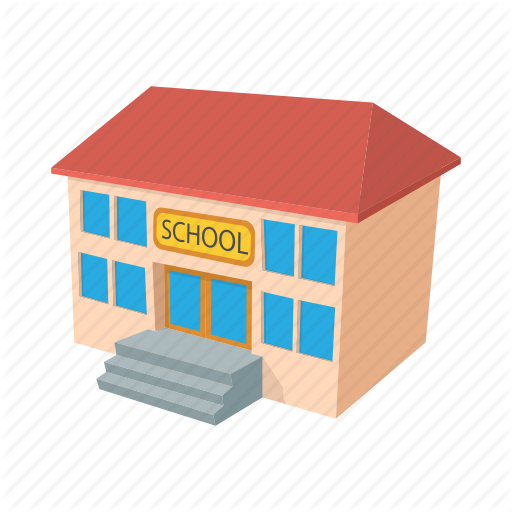 Cartoon School Building - School Building Icon (512x512)