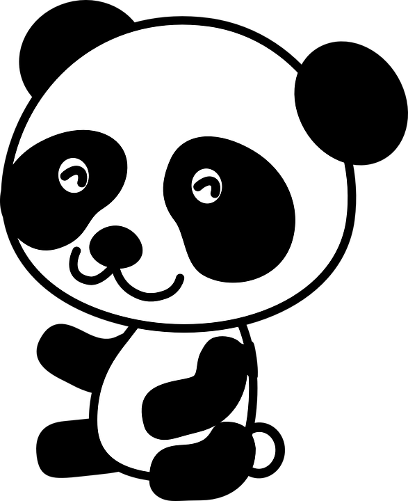 Drawn Panda Cute Baby Animal - Clip Art Black And White Panda (587x720)
