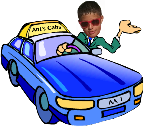Ant Taxi - Cat Driving Clipart (500x440)