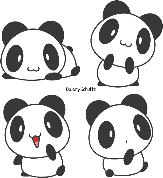 Little Panda By Daieny - Cute Panda Drawing Chibi (600x646)