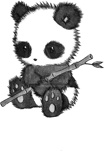 Drawn Panda Hand Drawn - Draw Panda With Bamboo (500x625)