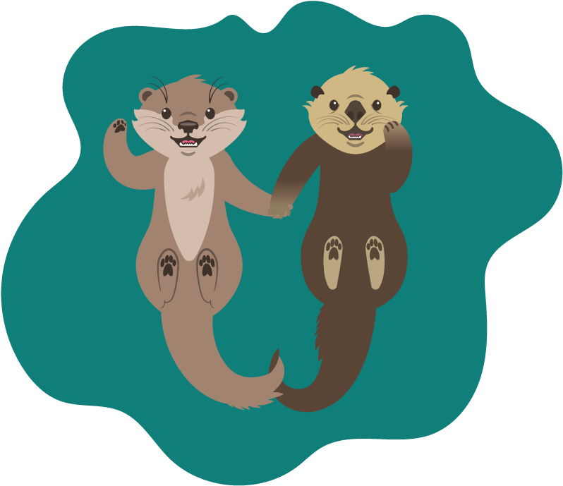 Otter Clipart Transparent - Otters Holding Hands Clipart (925x766)