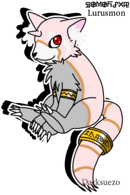 Lurusmon The Albino Red Panda Digimon By Inakamon - Red Panda (609x800)