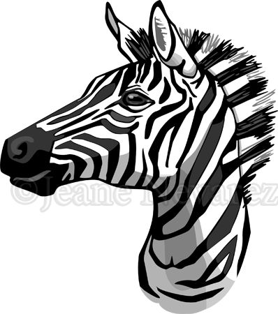 Zebra Face Clip Art - Drawing Of A Zebra Head (398x450)