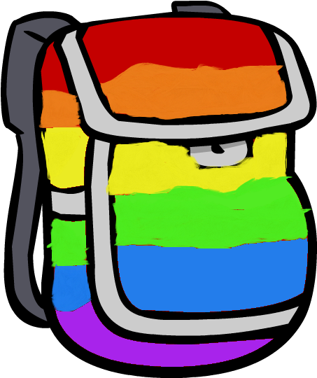 Rainbow Backpack - Red Backpack Cartoon (647x643)