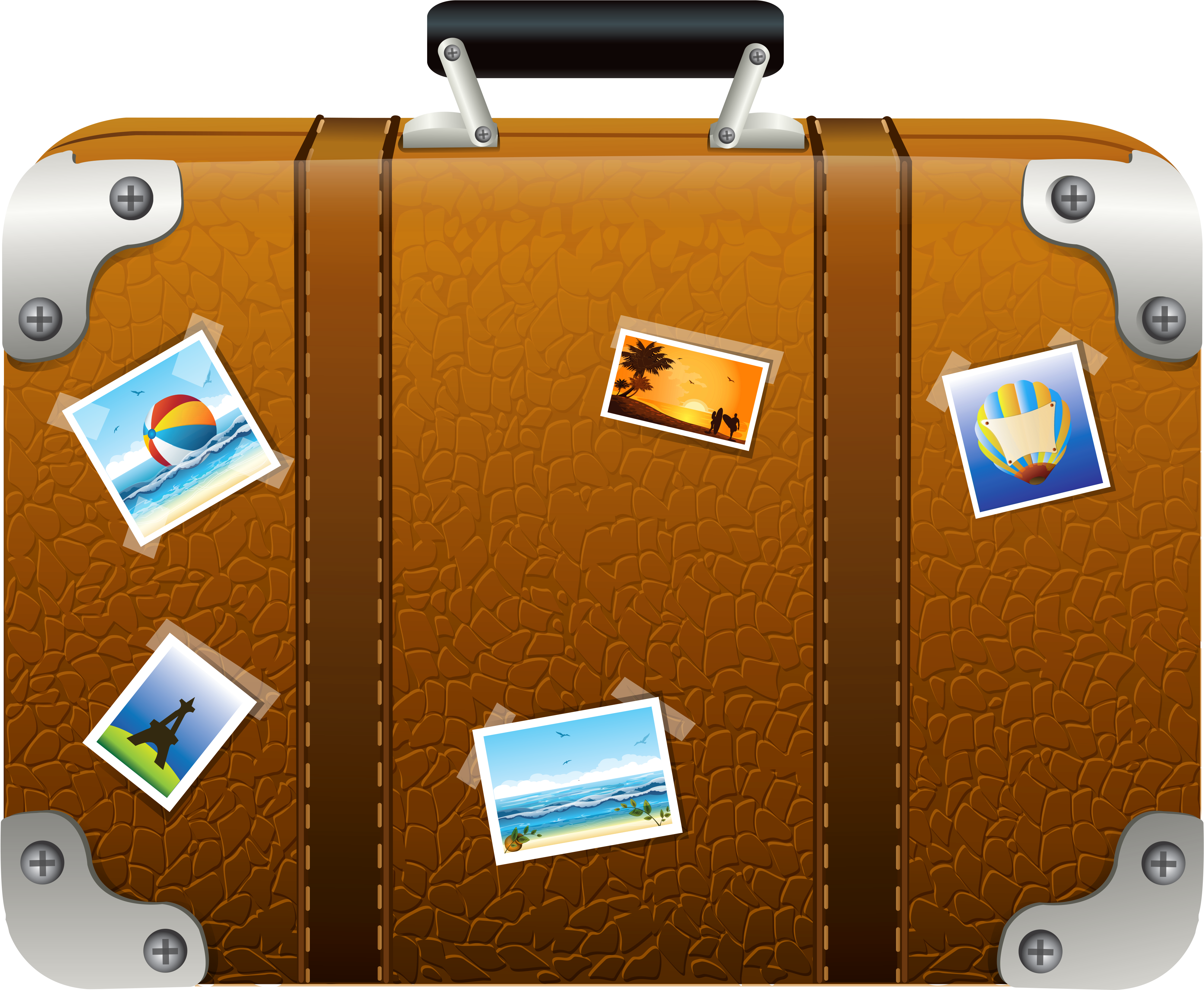 Brown Suitcase With Pictures Png Clipart Picture - Suitcase Png (4144x3473)