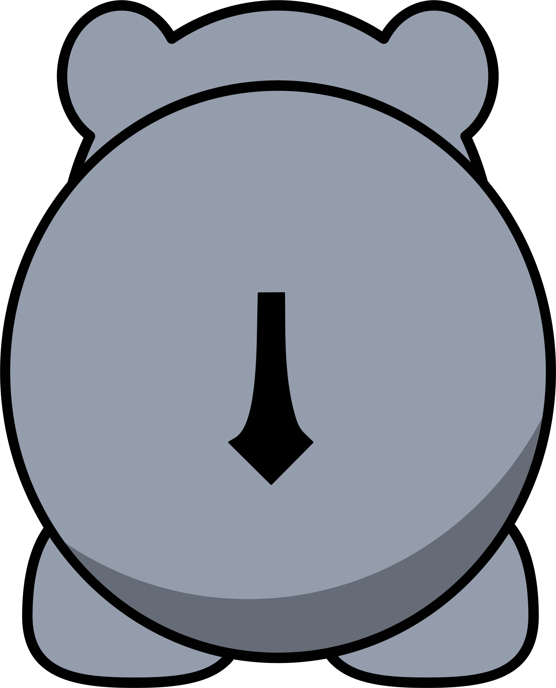 Clipart Hippo Back - Cute Animals Cartoon (1888x2333)