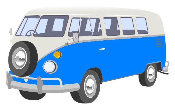 Blue Camper Van Clip Art At Clker - Key Ring V.w Campervan (600x376)