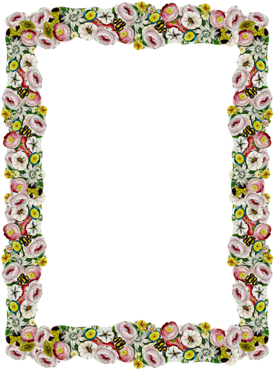 Free Digital Vintage Flower Frame And Border Png With - Frame Flower Borders Png (891x1200)