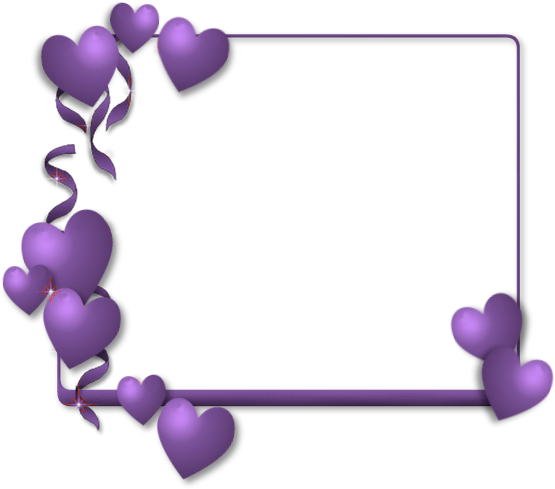 Pretty Rectangle Frame With Purple Hearts - Heart Borders And Frames (555x489)