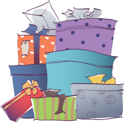 Gift Clipart Stacked - Stack Of Presents Clipart (400x393)