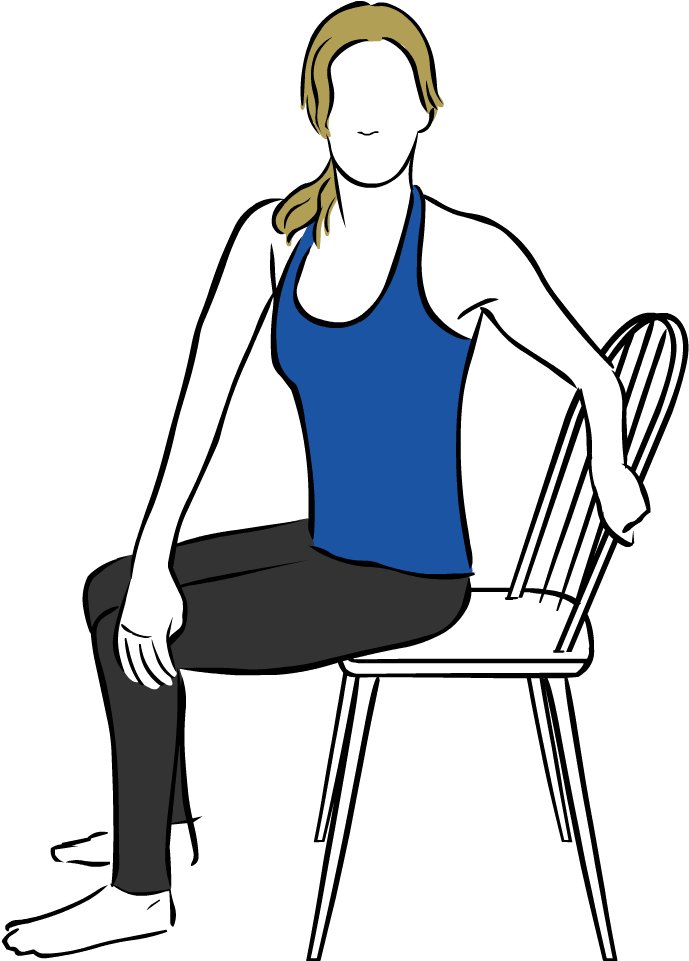 Seated On The Edge Of A Chair With Knees, Toes And - Sitting (734x994)