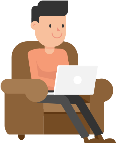 Man Working At His Laptop On The Couch Cartoon Vector - Scalable Vector Graphics (1280x720)