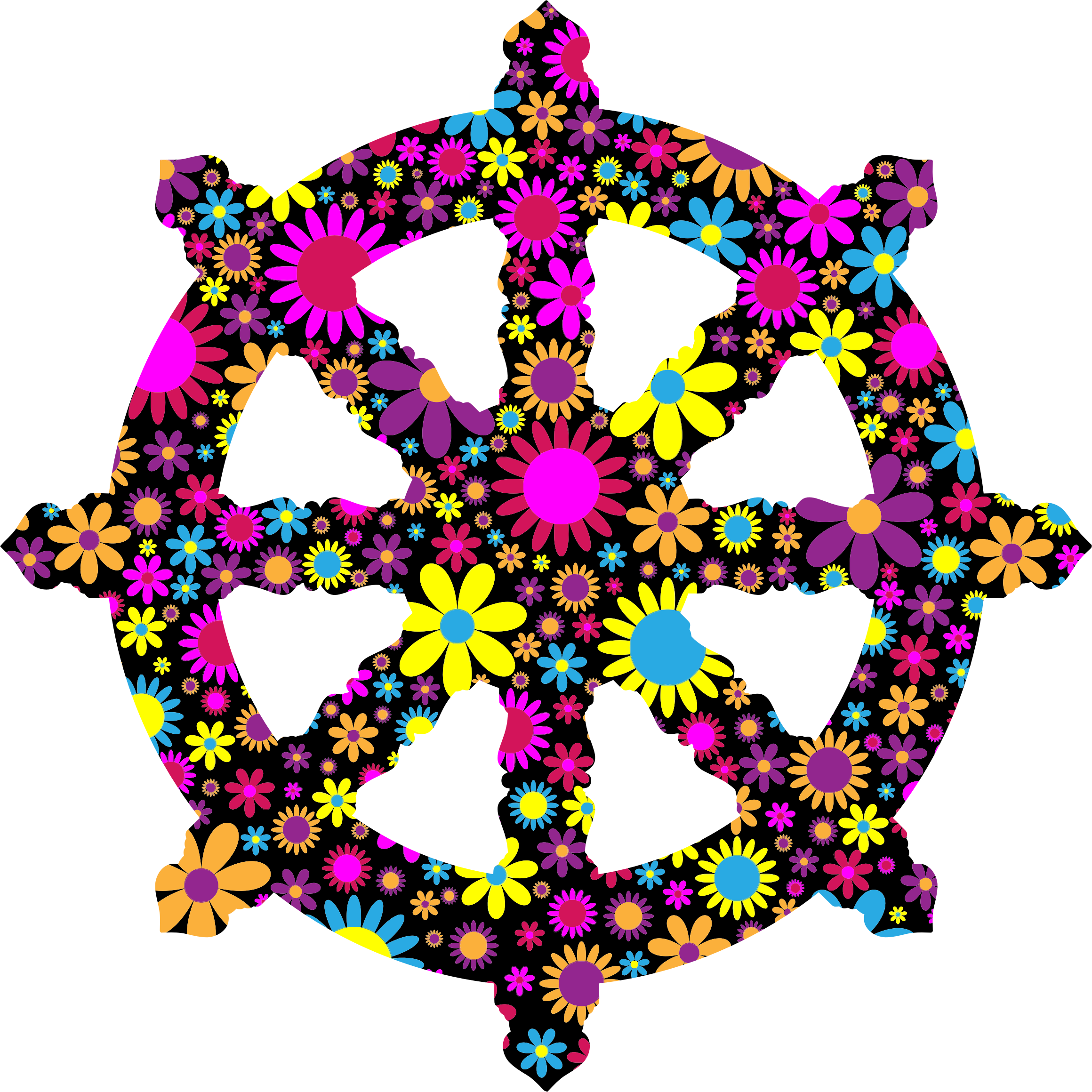 Ornate Dharma Wheel Silhouette - Buddha Symbol Png (2320x2320)