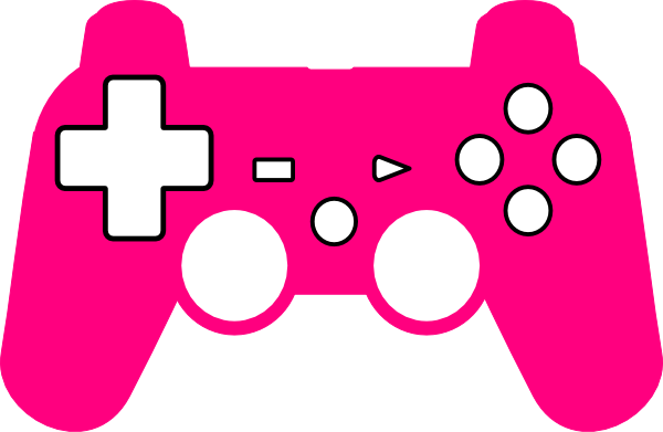 Video Game Clipart Silhouette - Pink Game Controller Cartoon (600x391)