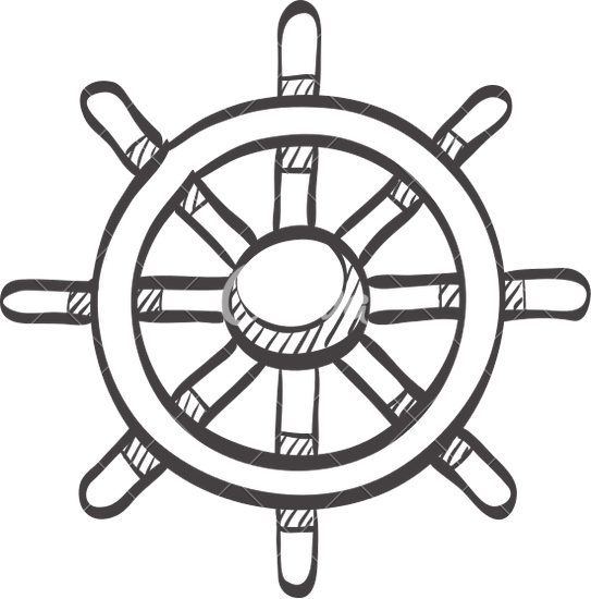 Sketch Icon Of Ship Steering Wheel - Ship Steering Wheel Sketch (543x550)