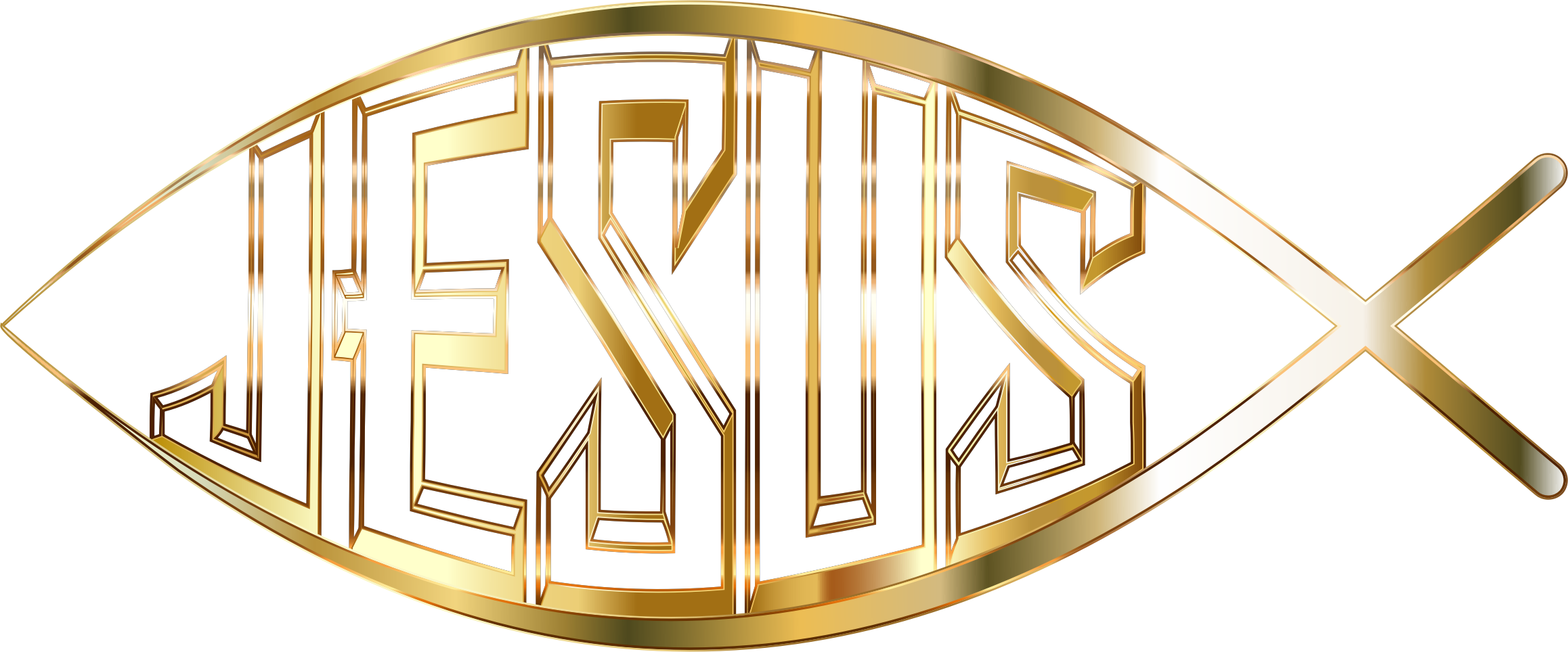 Jesus Fish Gold No Background Icons Png Free Png And - Christian Fish Transparent Background (2316x964)