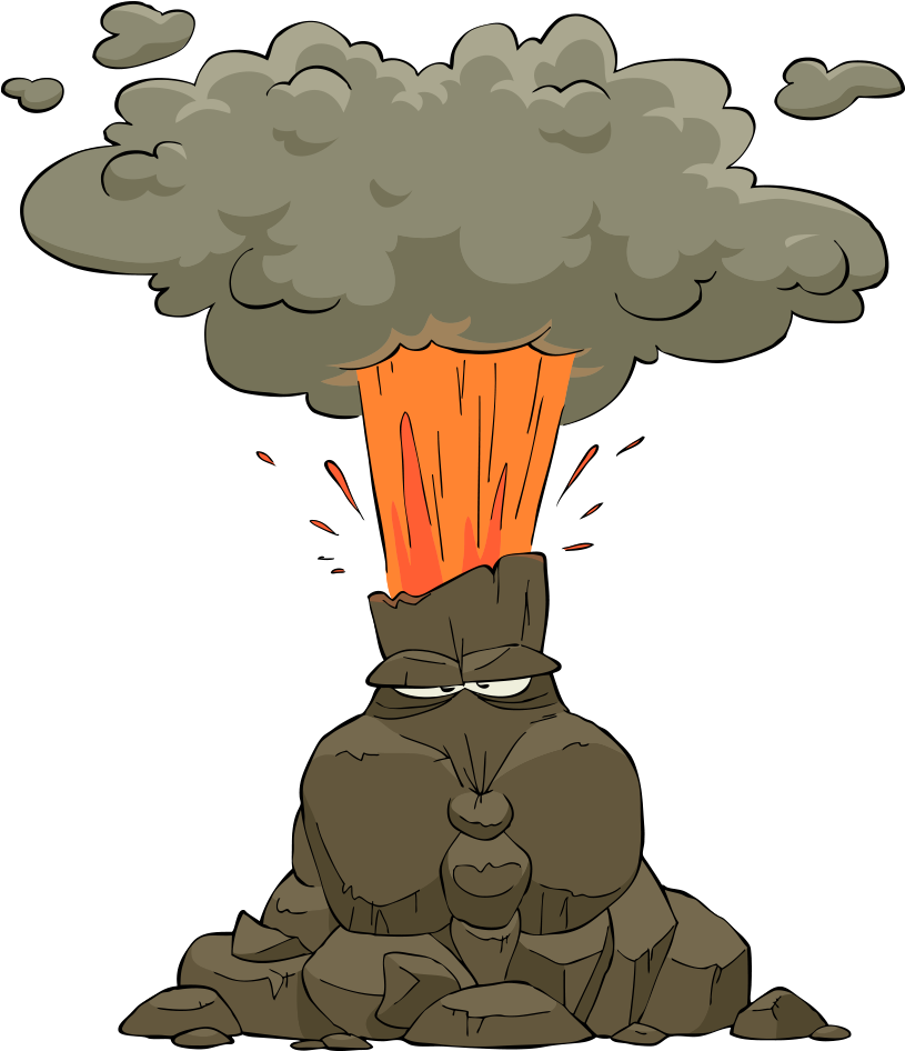 Volcano Lava Cartoon Clip Art - Cartoon Volcano Eruption (1000x1000)
