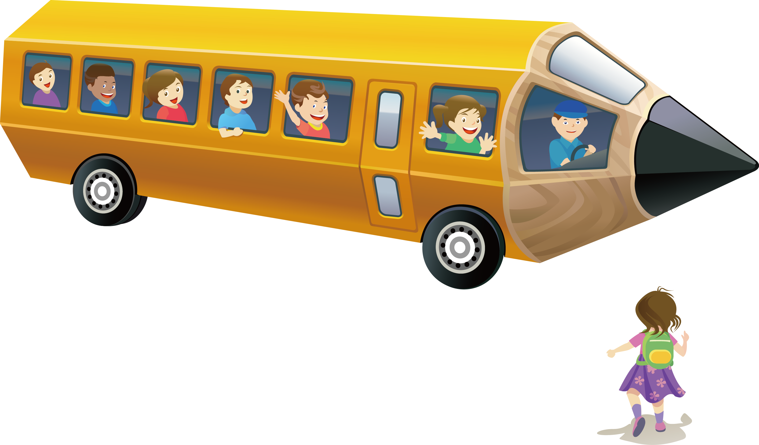 School Bus Pencil Cartoon - Pre School Bus Vector Png (2977x1747)