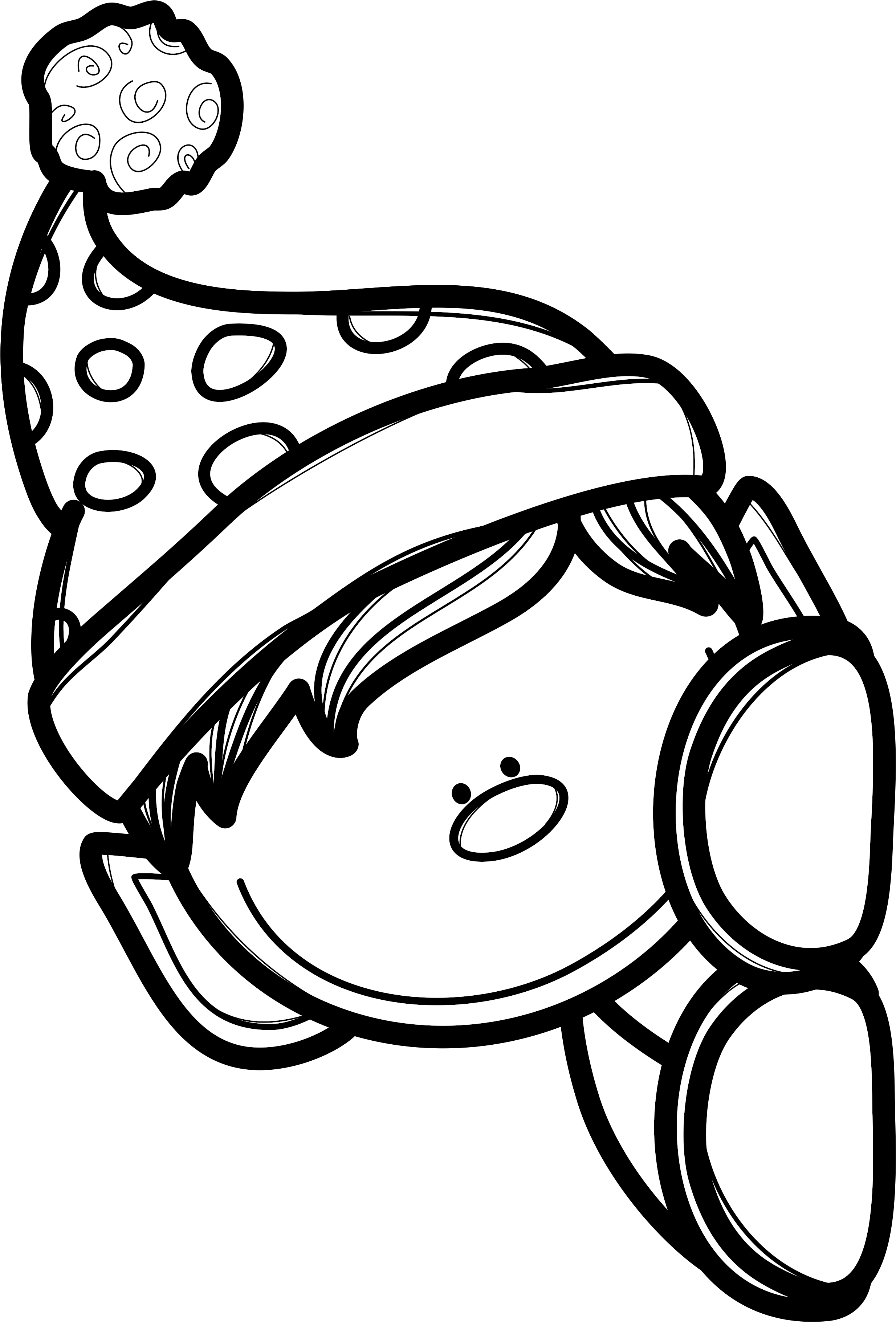 Black And White Coloring Page Of Boy Elf Peeking Around - Peeking Elf Coloring Pages (2584x3709)