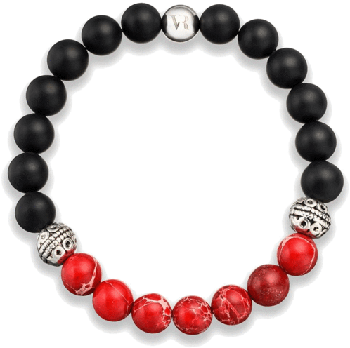 Red/black Unisex Bracelet Lava Gemstone, Natural Gemstone - Black Pearl Men Jewelry (600x600)