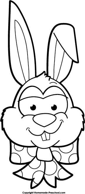 Click To Save Image - Black And White Easter Bunny Clipart (290x656)