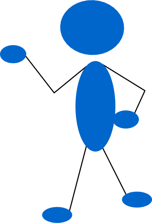 Blue Man Pointing To His Left Side - Stick Man Pointing Clipart (600x877)