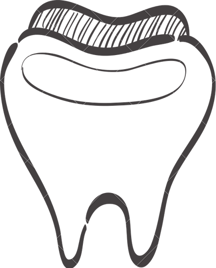 Tooth Doodle Outline - Doodle (443x550)