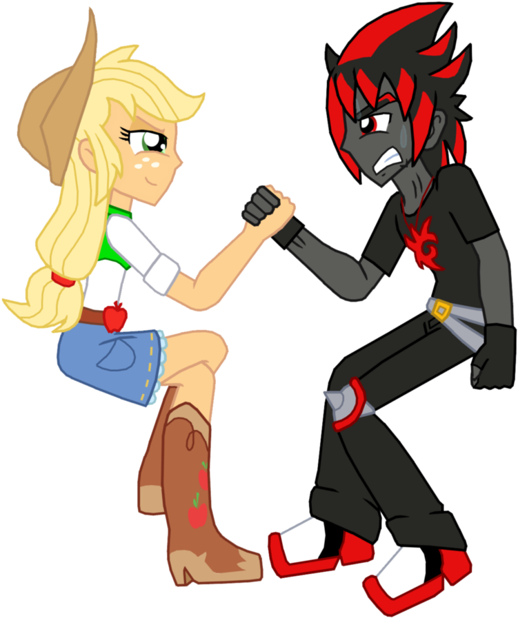 Applejack Vs Shadow By Ferrokiva - Mlp Arm Wrestling (774x1032)