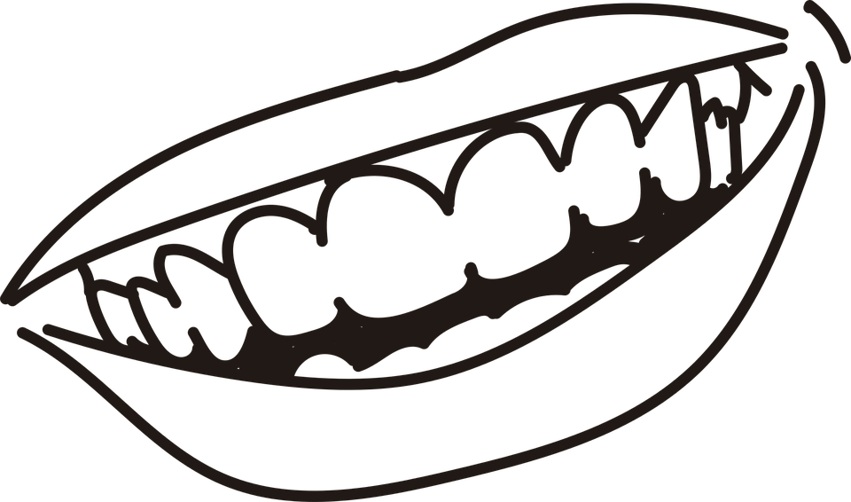 Tooth Smile Cliparts 8, - Mouth Png Black And White (960x566)