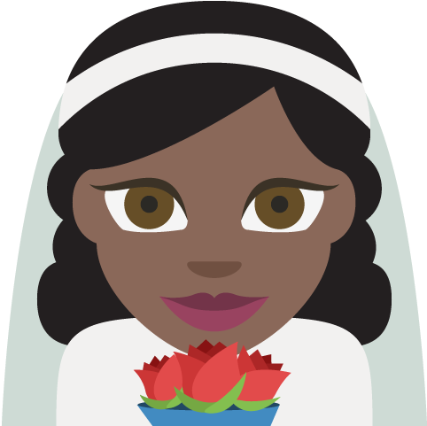 Bride With Veil Dark Skin Tone Emoji Emoticon Vector - Sticker (512x512)