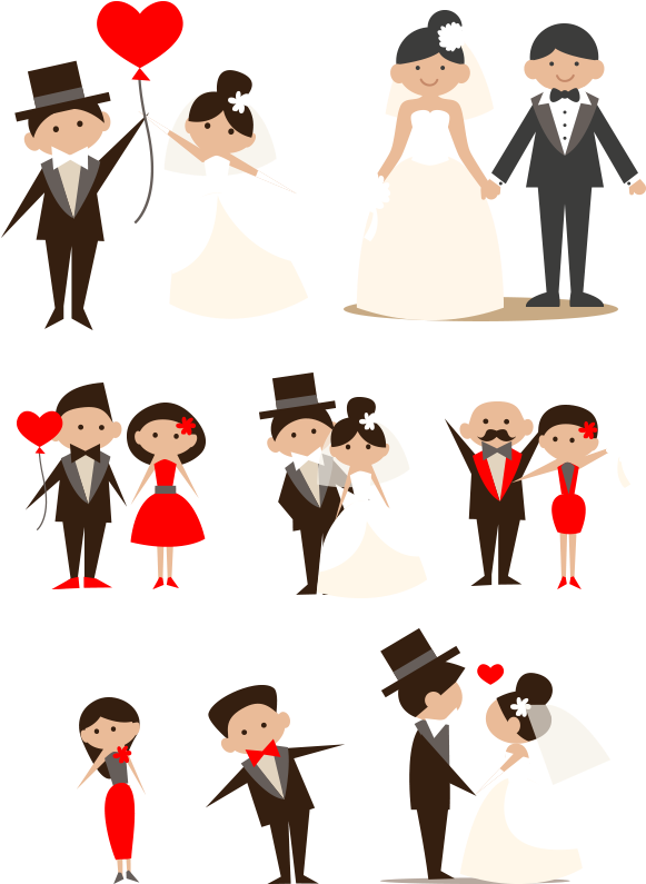 Wedding Cartoon Couple Clip Art - Wedding Cartoon Couple Clip Art (628x844)