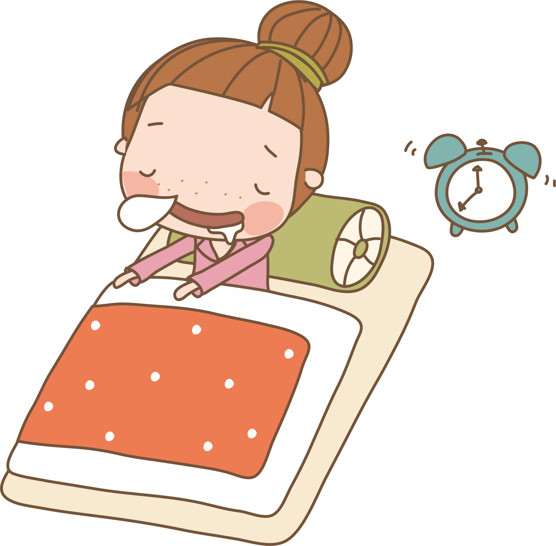 Sleep Girl Drawing - Girl Sleeping Cartoon Png (1847x1814)