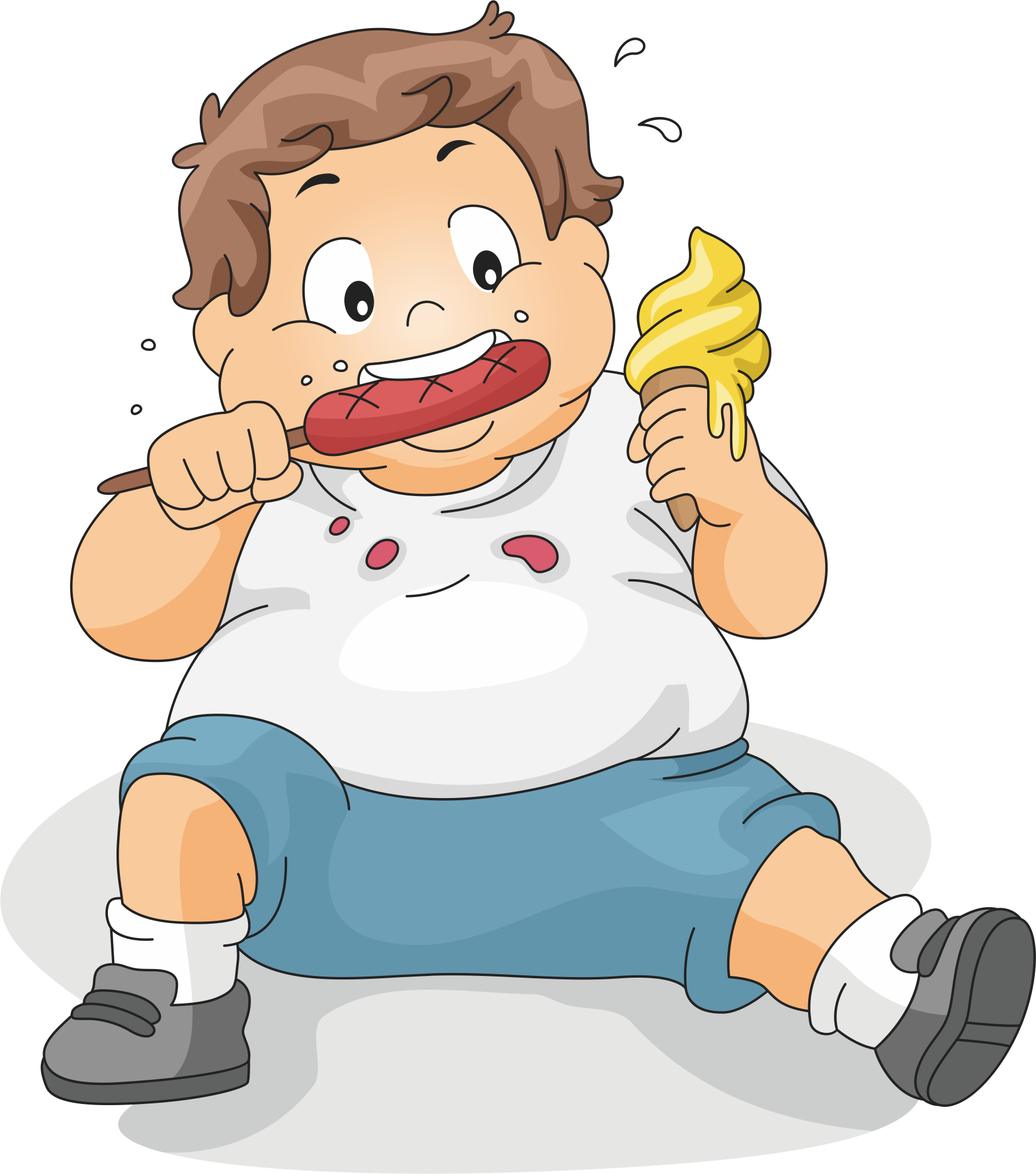 Eating Boy Child Clip Art - Overweight Child Cartoon (1805x2045)