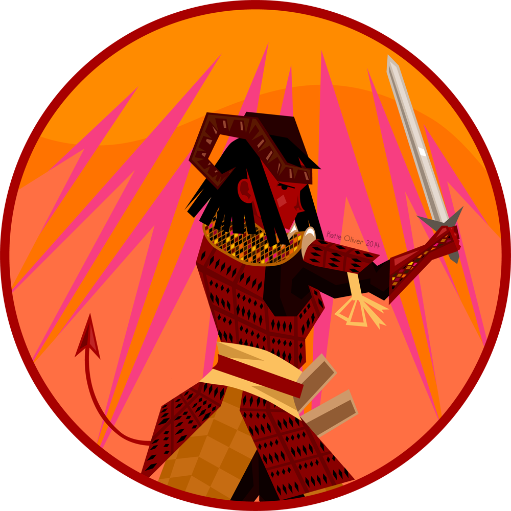 Female Tiefling Vector Art Token - Dnd Tiefling Token (1000x1000)