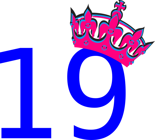 Pink Tilted Tiara And Number 19 Clip Art - 19 Clipart (600x541)