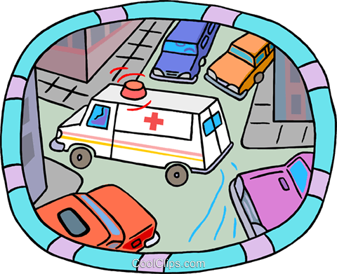Ambulance Driving Royalty Free Vector Clip Art Illustration - Ambulance Driving Royalty Free Vector Clip Art Illustration (480x391)
